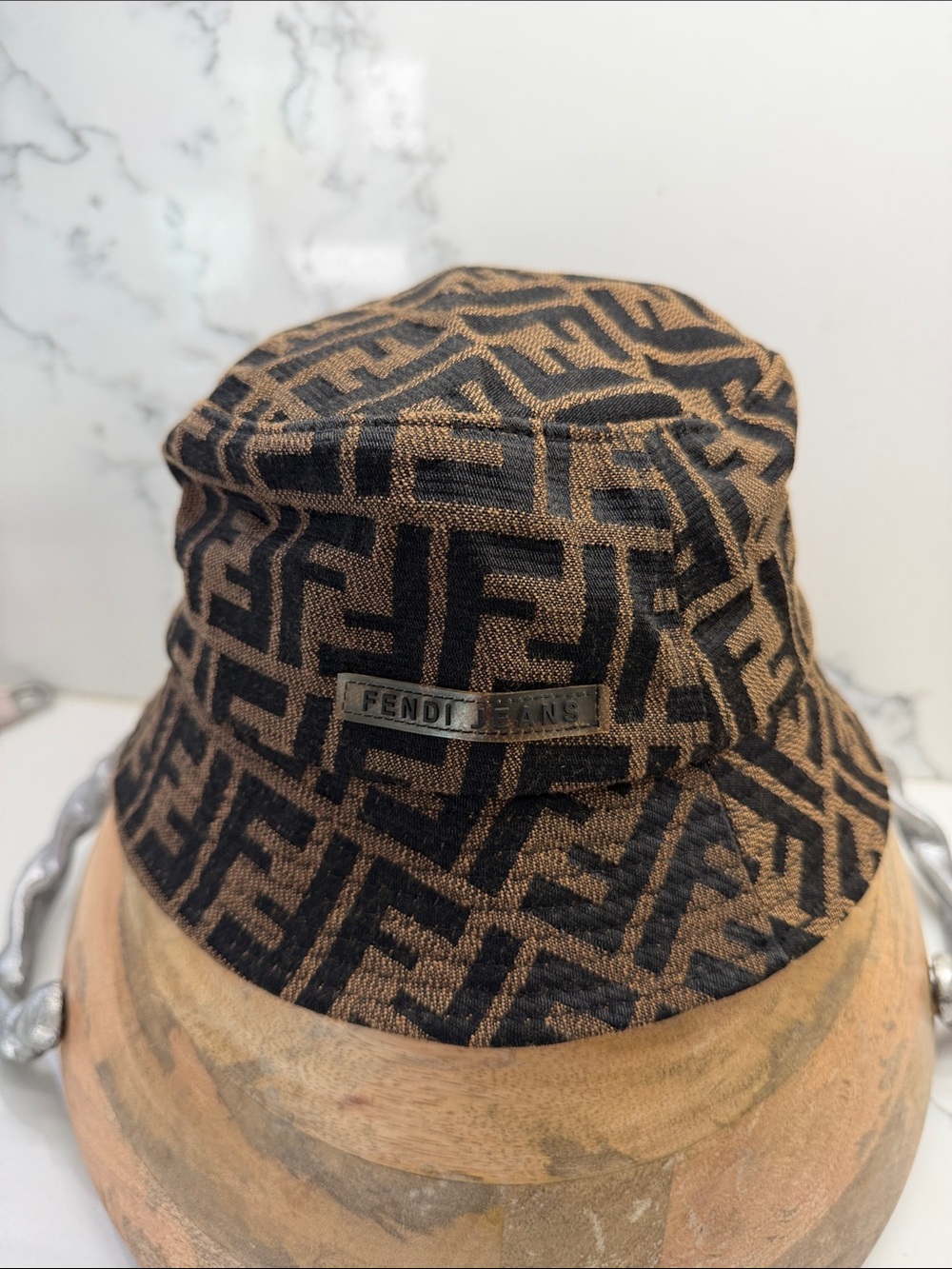 Vintage Fendi Jeans FF Zucca Monogram Bucket Hat Made in Italy